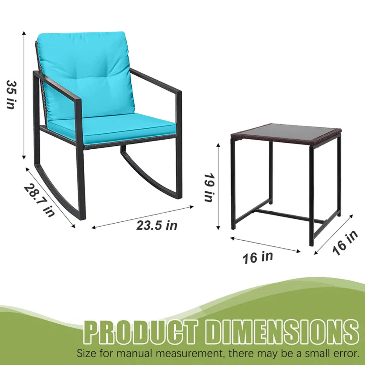 3 Piece Wicker Bistro Set with Glass Coffee Table Q577808