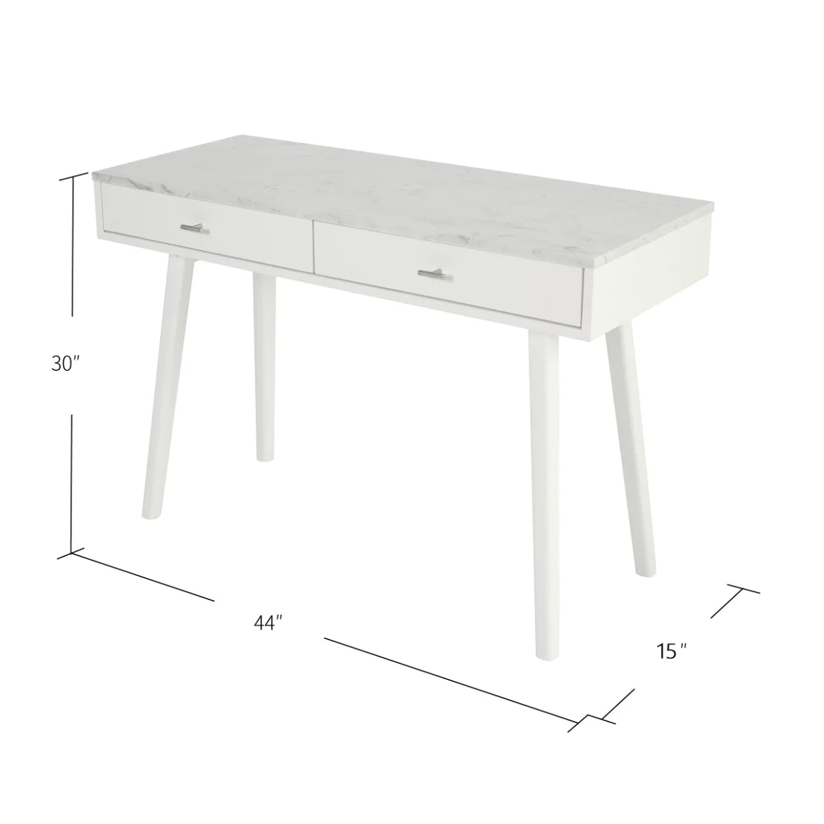 White Rectangular Marble Top Writing Desk U5161