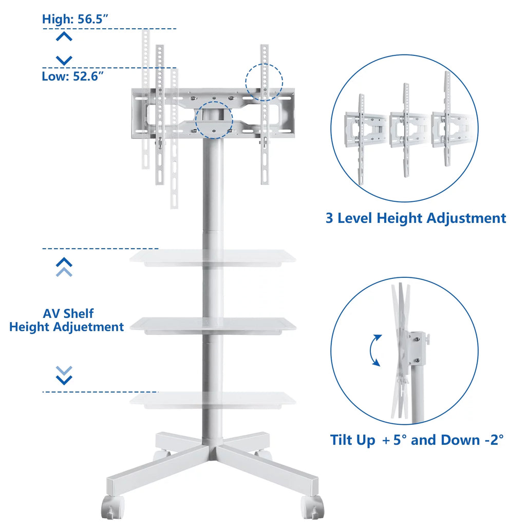 White TV Stand with Wheels J430