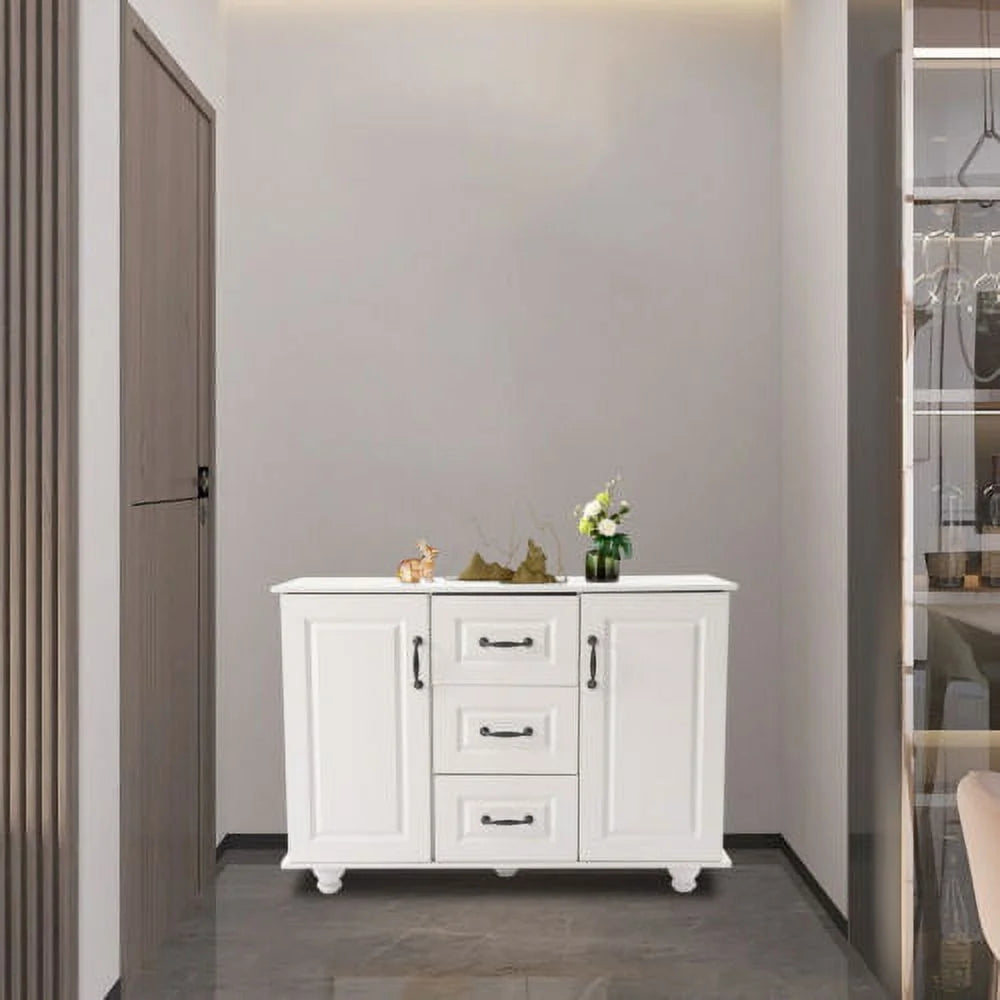 White Wooden 3 Drawer 2 Door Storage Cabinet M4595