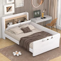 Twin Size Upholstered Platform Bed with Guardrail and Storage Headboard T1300