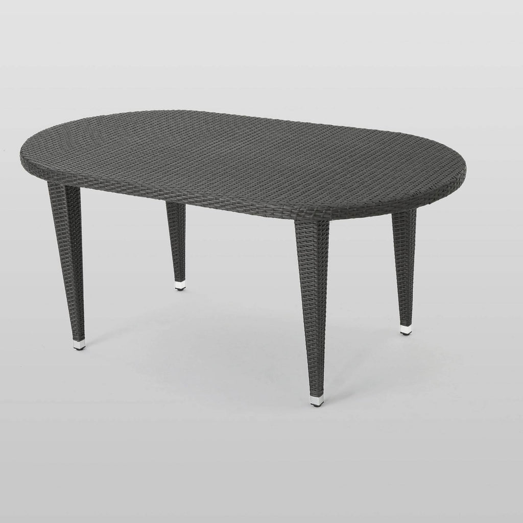 Grey Oval Wicker Dining Table D302