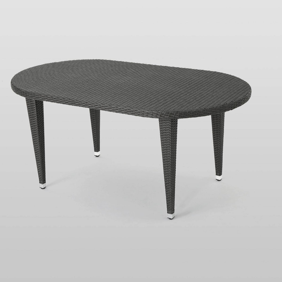 Grey Oval Wicker Dining Table D302