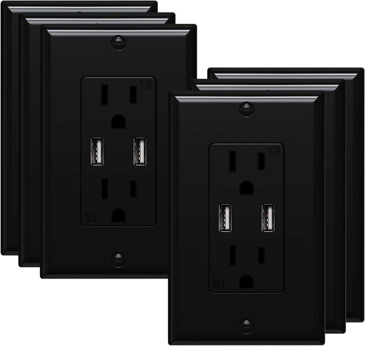 White 3.6A Dual USB Wall Outlet 6 Pack J737415