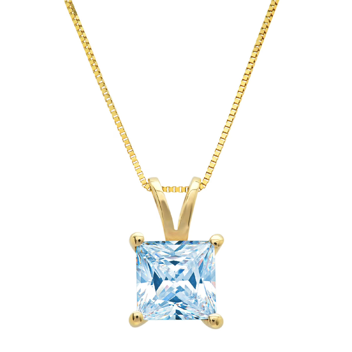 14k Yellow Gold Swiss Blue Topaz Pendant with Gold Chain R2011