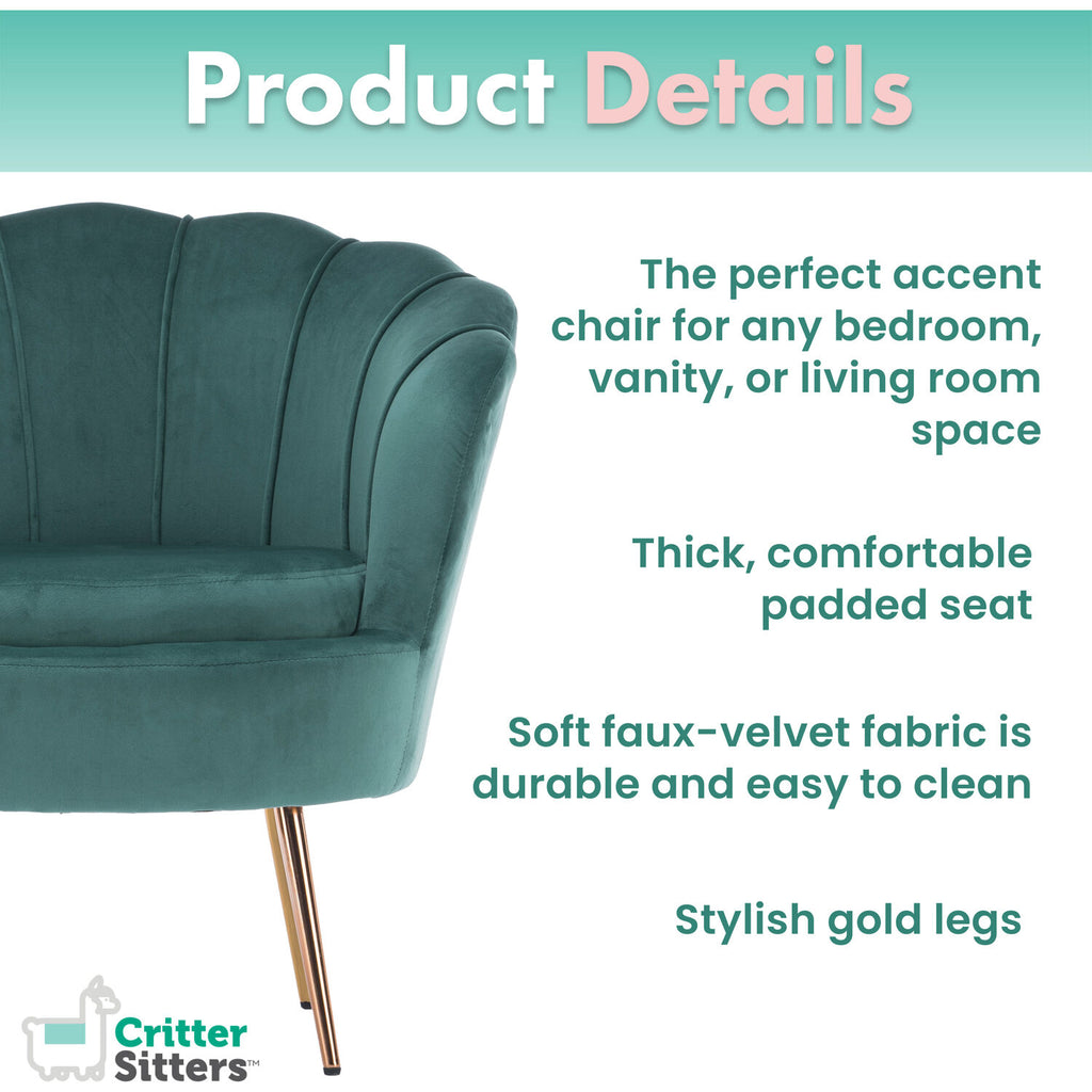 Dark Green Tufted Accent Chair with Gold Legs T8457