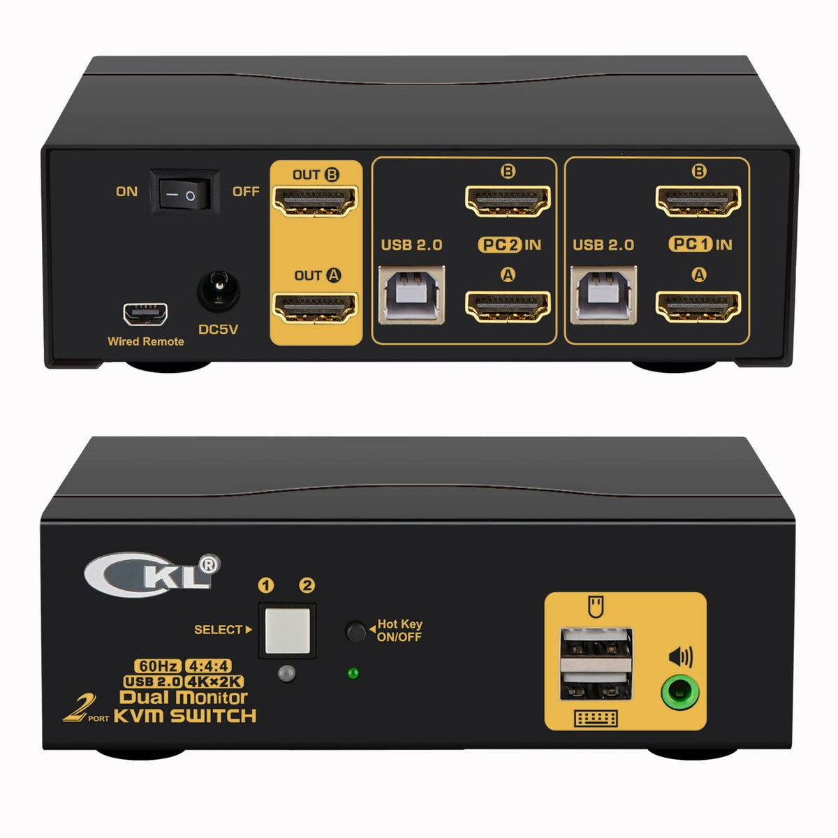 2 Port KVM Switch Dual Monitor HDMI 4K 60Hz with Cables P762