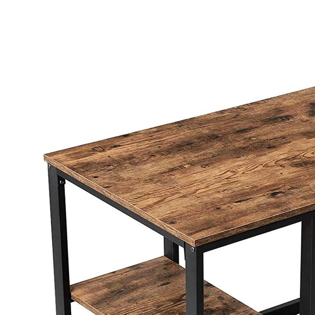 55 Inch Wood And Metal Desk With 2 Shelves B8444
