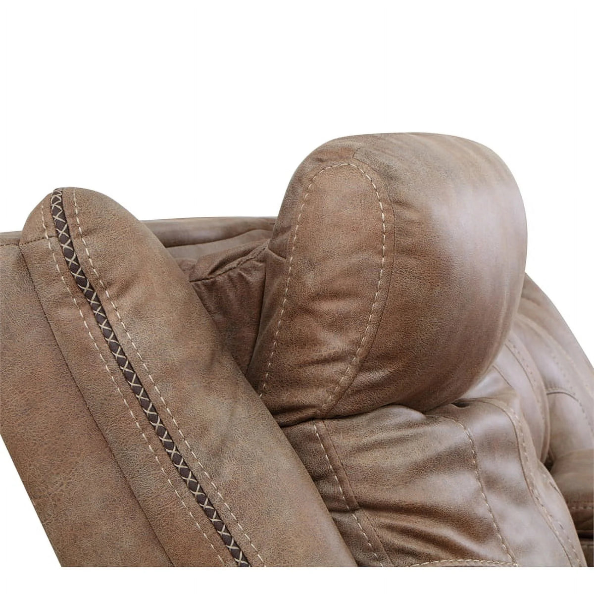 Camel Brown Polyester Faux Suede Leather Power Recliner B724657