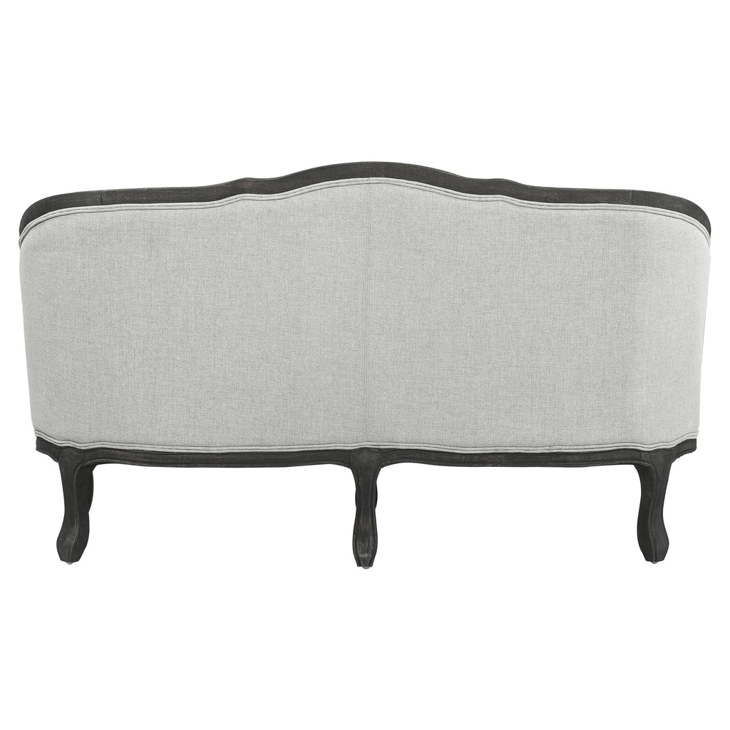 Linen Loveseat with Wooden Leg and 2 Pillows I376