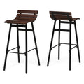 Wooden Barstool Set of 2 Dark Brown F8501