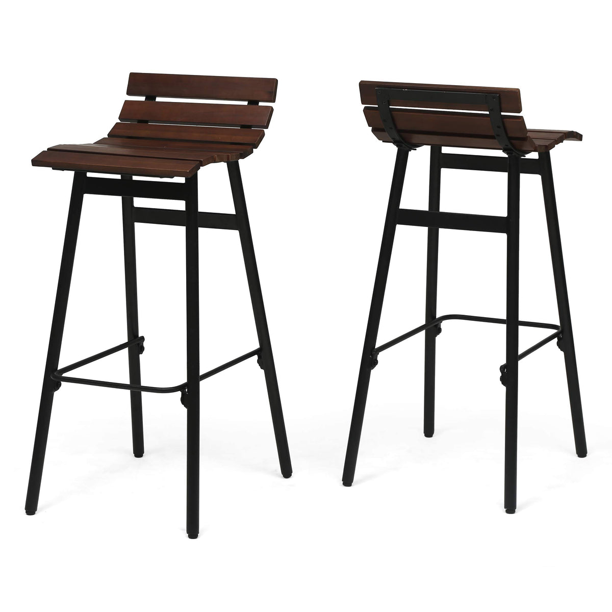 Wooden Barstool Set of 2 Dark Brown F8501