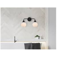 Black 2 Lights Bath Sconce with Frosted Shade O2442