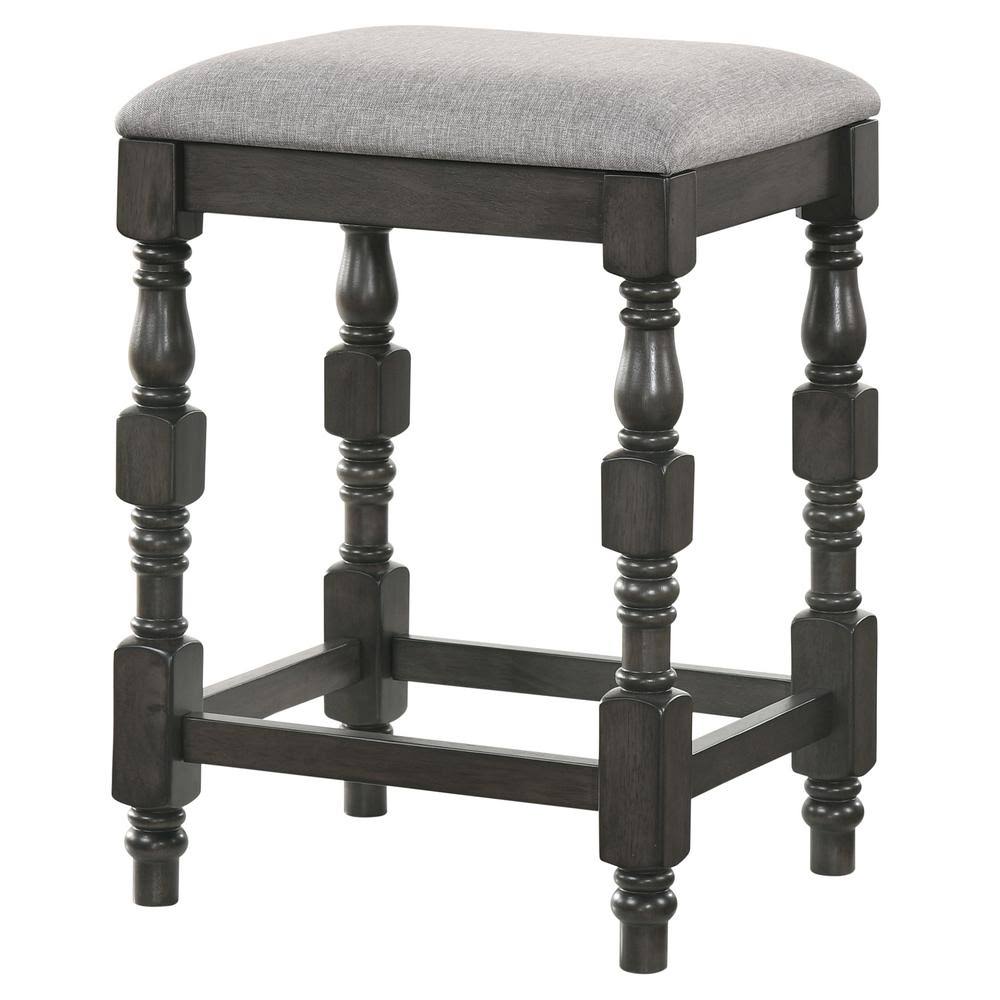 Dark Gray and Light Gray Backless Wooden Barstools (Set of 2) A33737