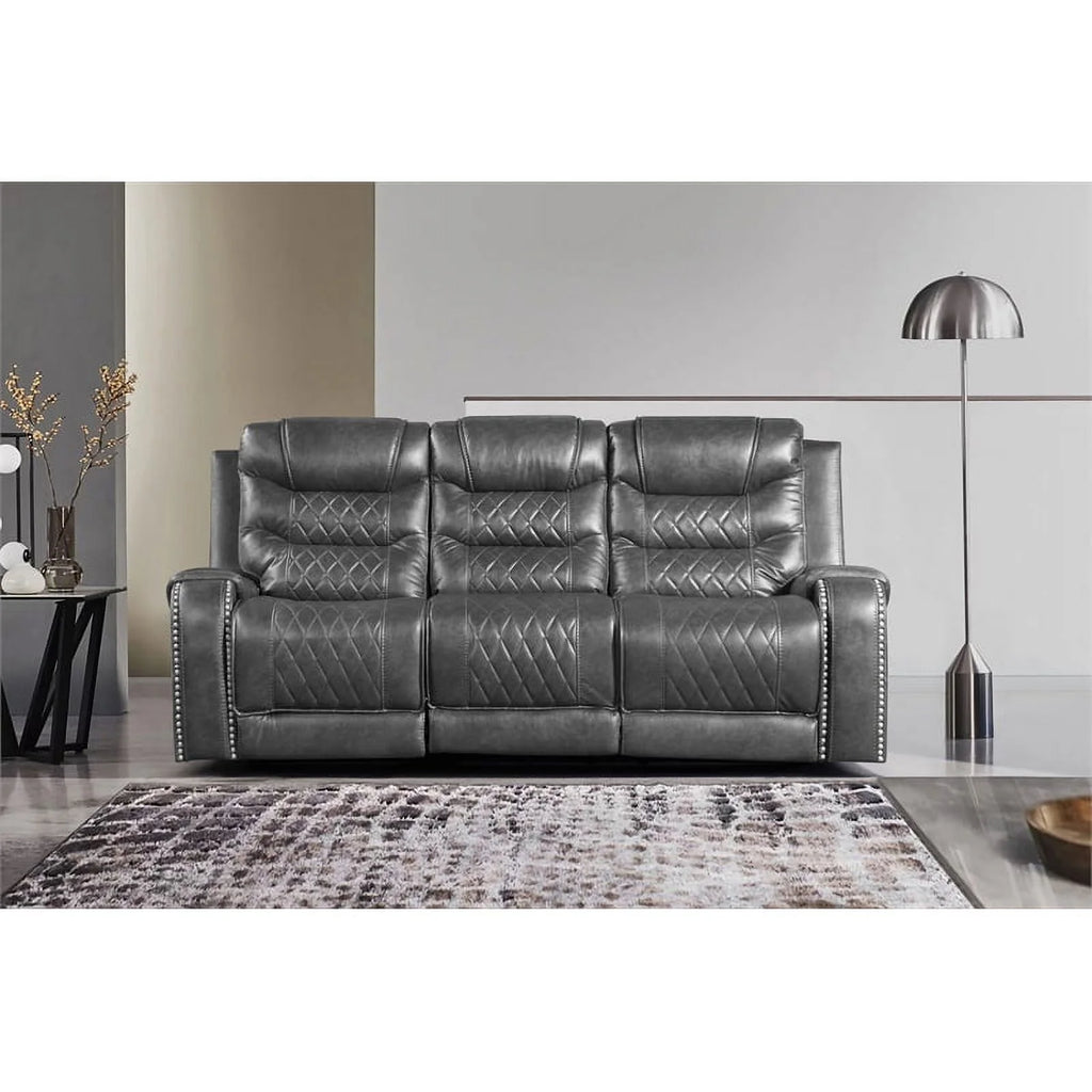 2-Piece Gray Upholstered Manual Reclining Sofa Set X84067