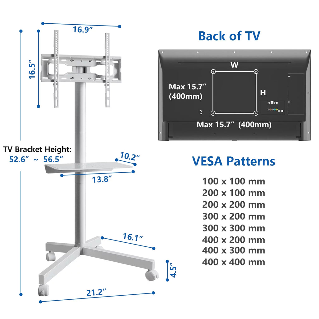 White TV Stand with Wheels J430