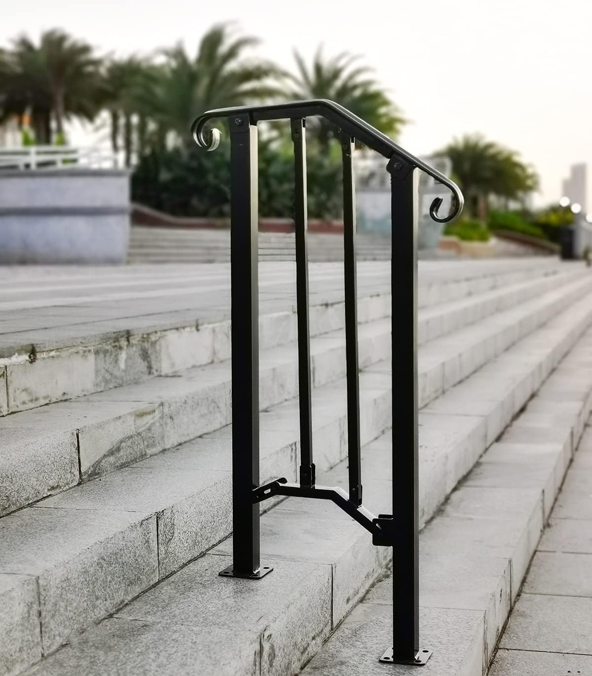 Black Metal Handrail Stair Railing Kit for 1 to 2 Step E5925