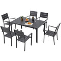 7 Piece Aluminum Outdoor Dining Set with Rectangular Table and 6 Chairs Black Z240184