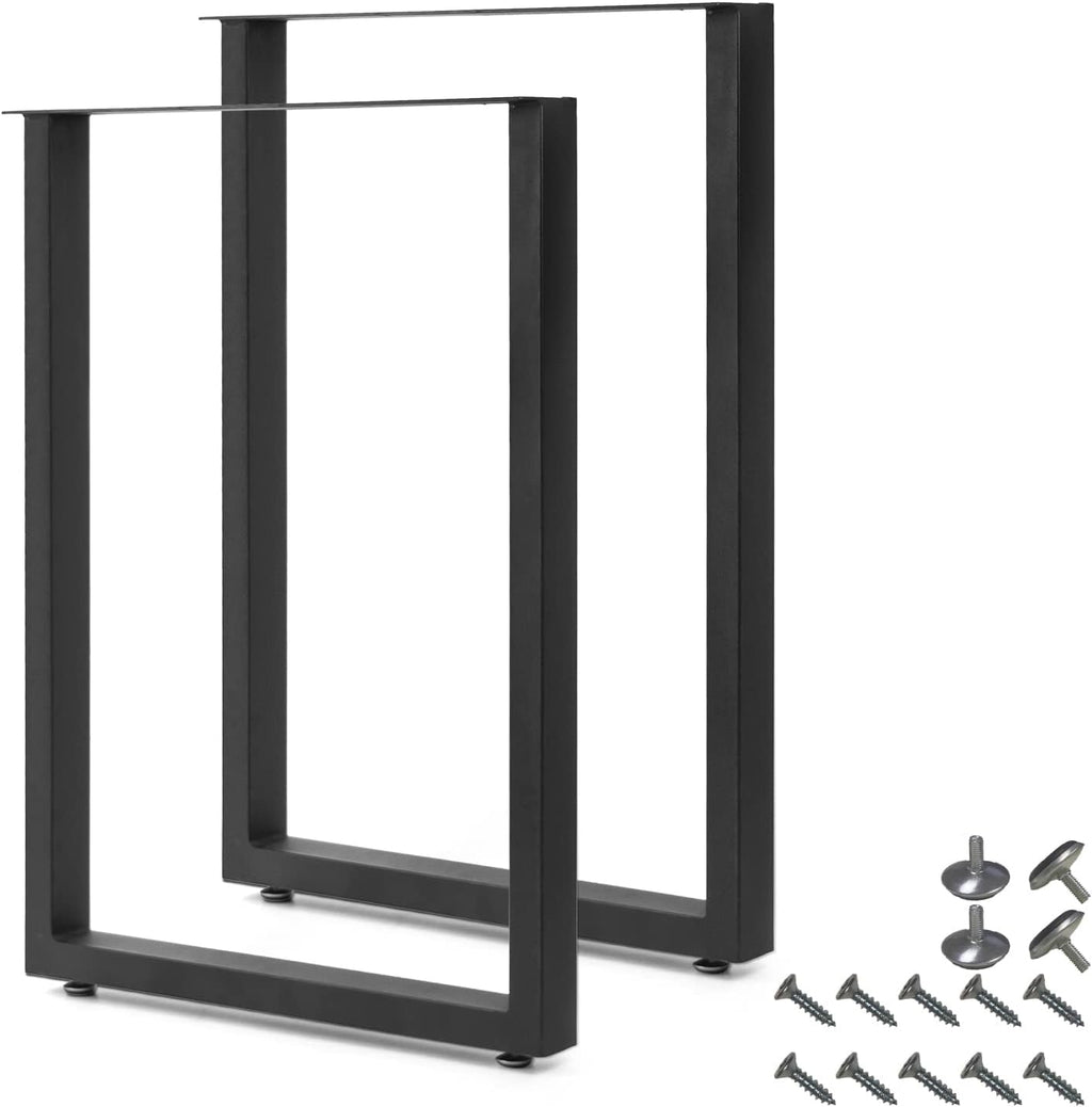 Black Cast Iron Metal Square Tube Table Legs 28 inch 2 PCS A63985
