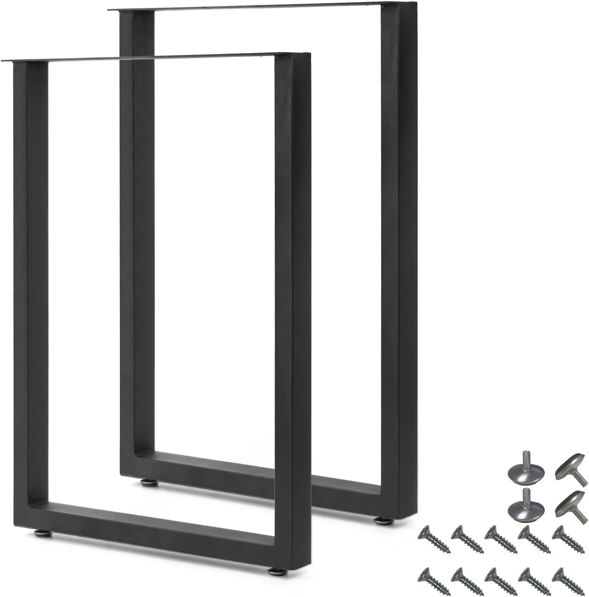 Black Cast Iron Metal Square Tube Table Legs 28 inch 2 PCS A63985