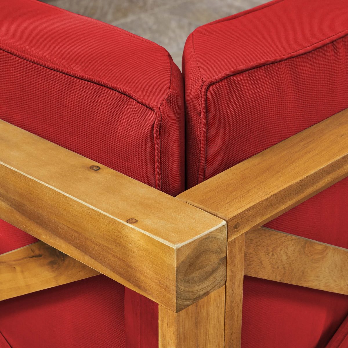 Brown Acacia Wood Sectional Loveseat with Coffee Table O5873