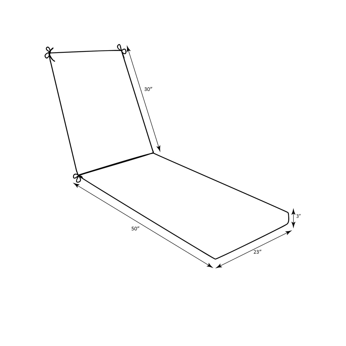 80 x 23 x 3 in. Blue Chaise Lounge Cushion U71630