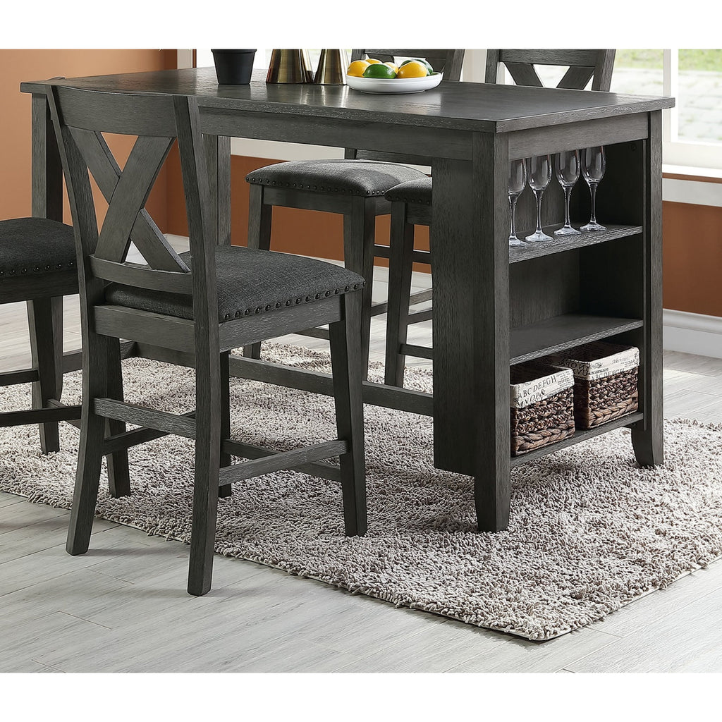 1pc Counter Height Dining Table with Storage Shelves Q3622