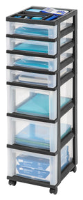 7 Drawer Rolling Storage Cart with Organizer Top, Black N70391