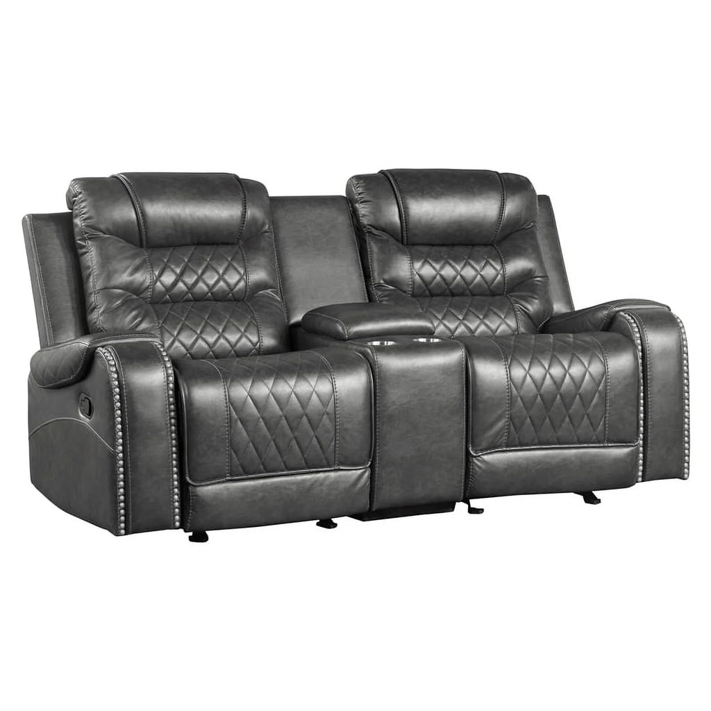 2-Piece Gray Upholstered Manual Reclining Sofa Set X84067