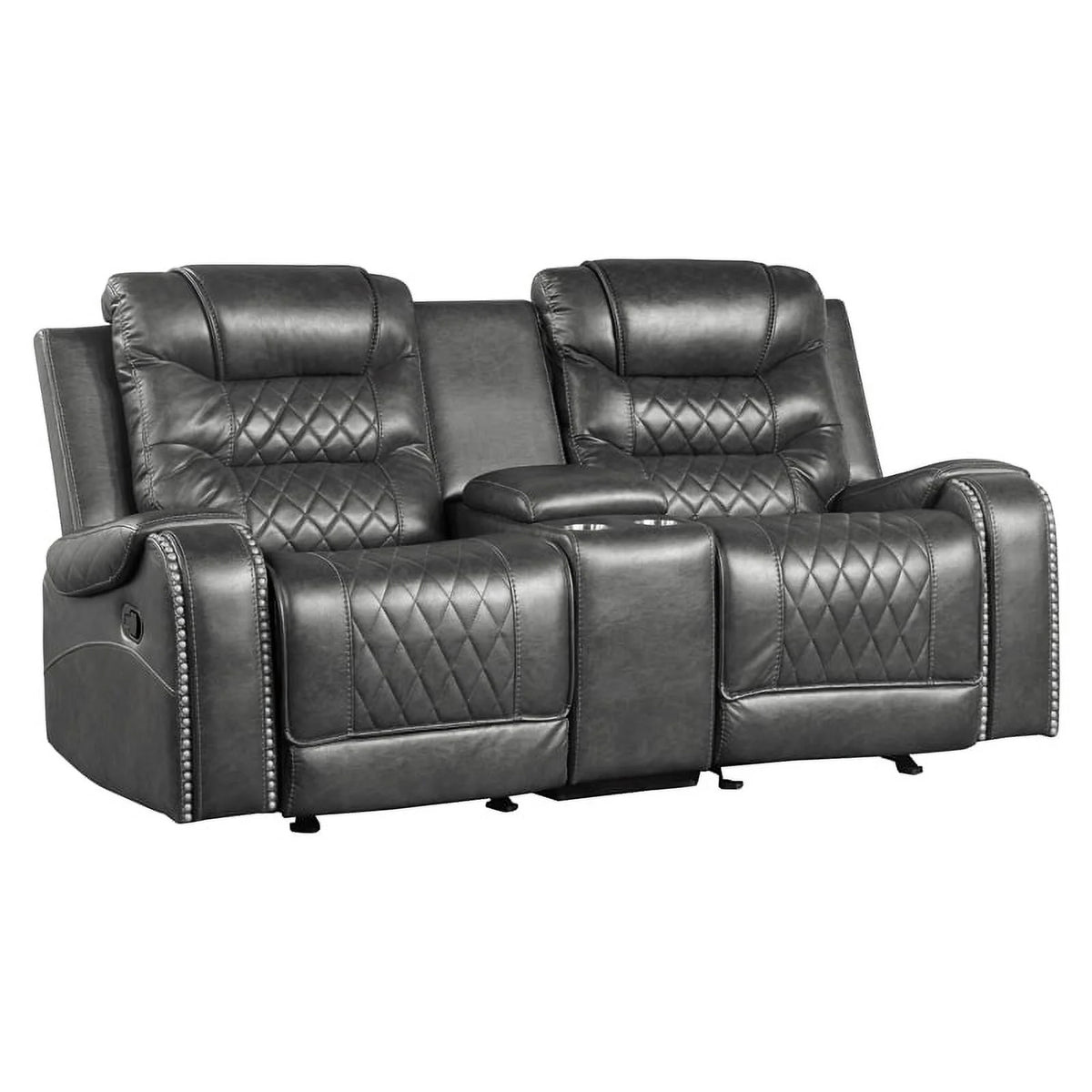 2-Piece Gray Upholstered Manual Reclining Sofa Set X84067