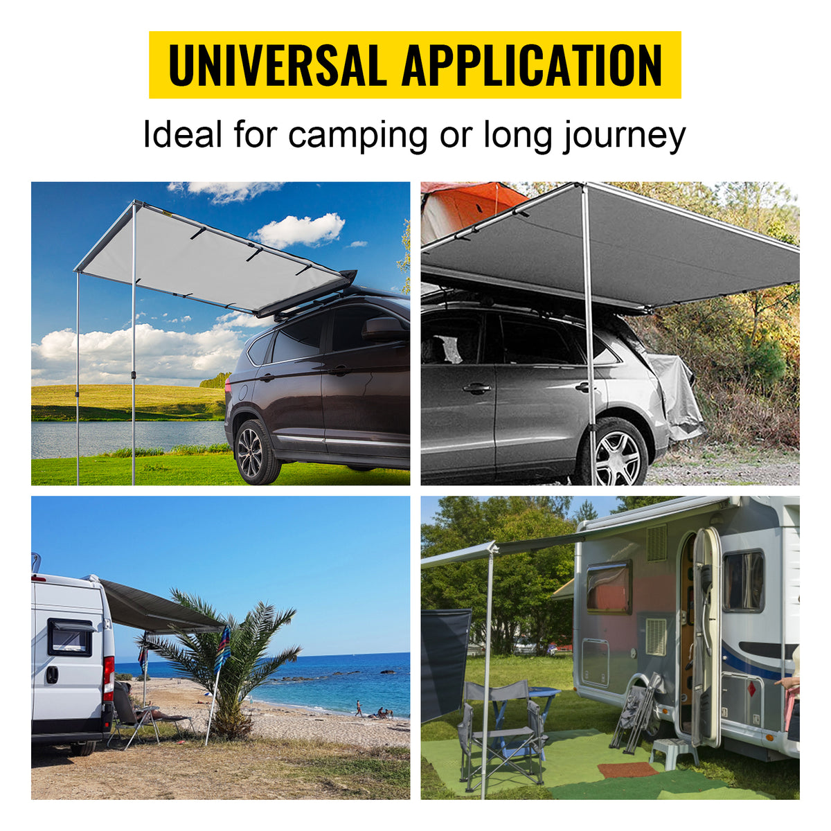Retractable Waterproof SUV Rooftop Car Awning Grey 7.6'x8.2' L6946