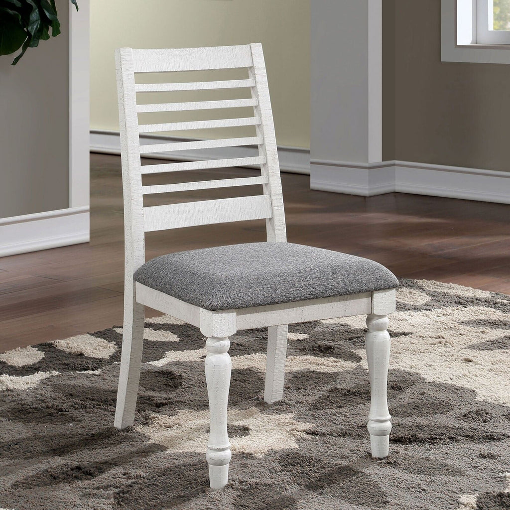 Antique White and Gray 7pc Solid Wood Dining Table Set S837