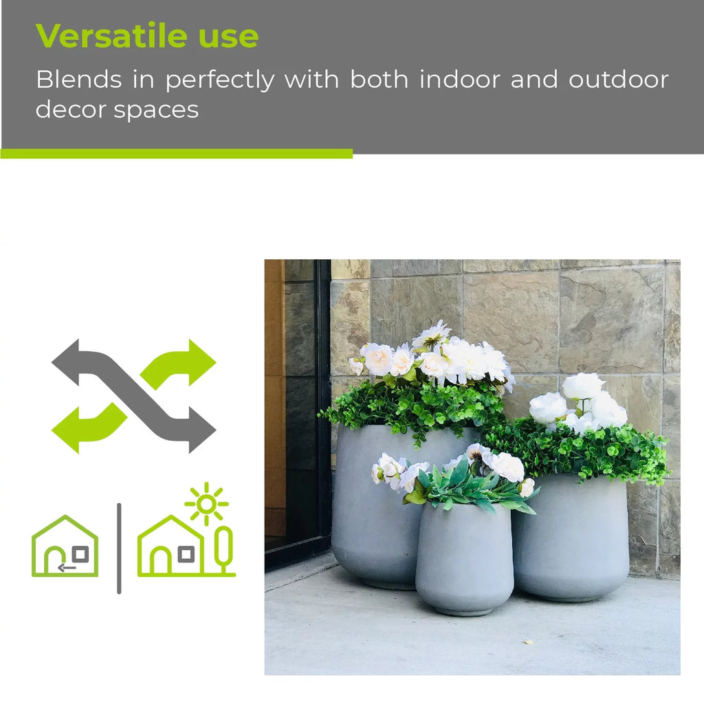 Round Concrete Planter Set of 3 Sizes P6271