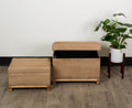 Set of 2 Brown Upholstered Storage Ottoman J535