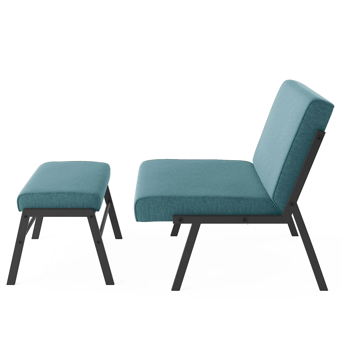 Green Linen Accent Chair with Ottoman I2378