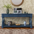 63" Long Console Table with Drawers Navy Blue F850062