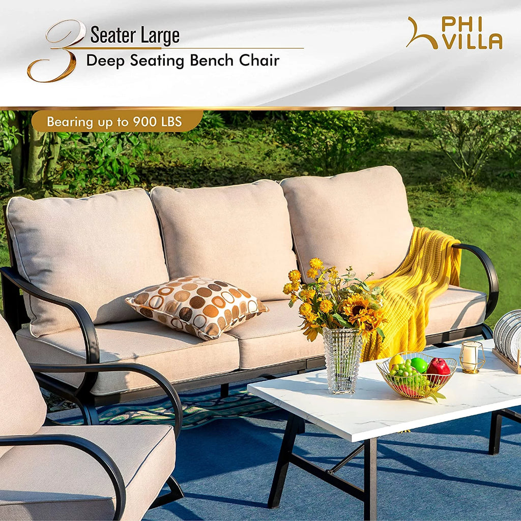 4 Piece Metal Patio Conversation Set with Sofa Chairs I76716