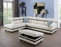 White & Black Faux Leather Sectional with Ottoman F68836