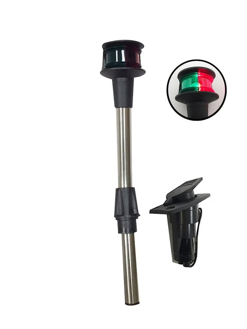 Red Green Angled Pole Bow Light with 2-Prong Pole Base D131573