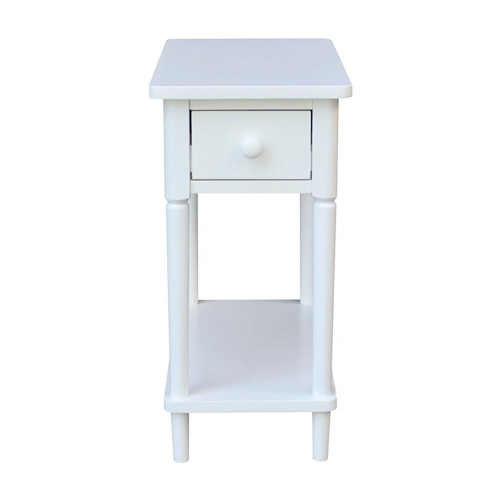 White Narrow Solid Wood Side Table B2162