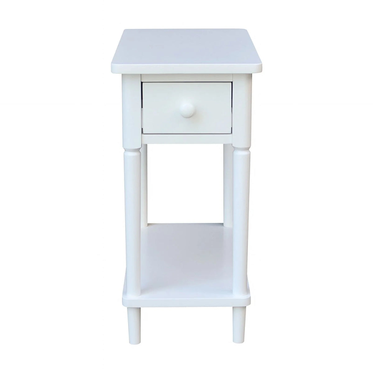 White Narrow Solid Wood Side Table B2162