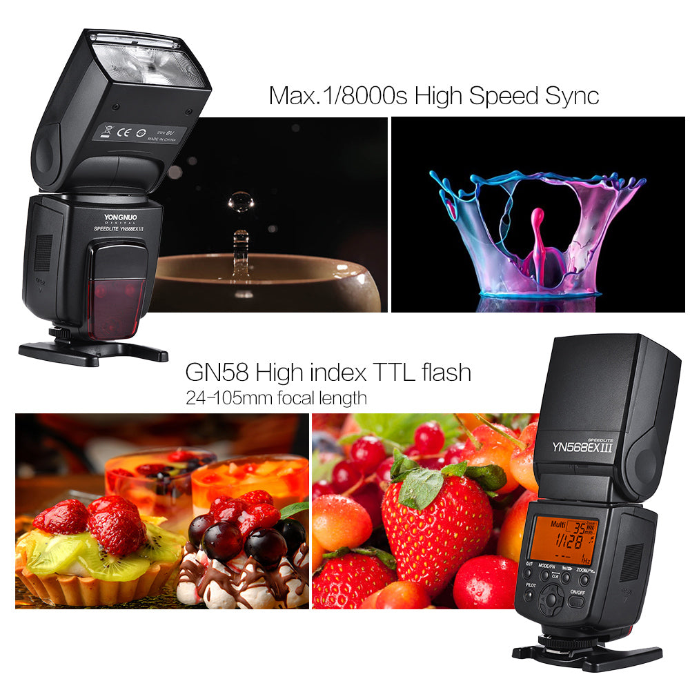 Wireless TTL Master Slave Flash Speedlite GN58 1/8000s High Speed Sync for Canon DSLR Camera F496985