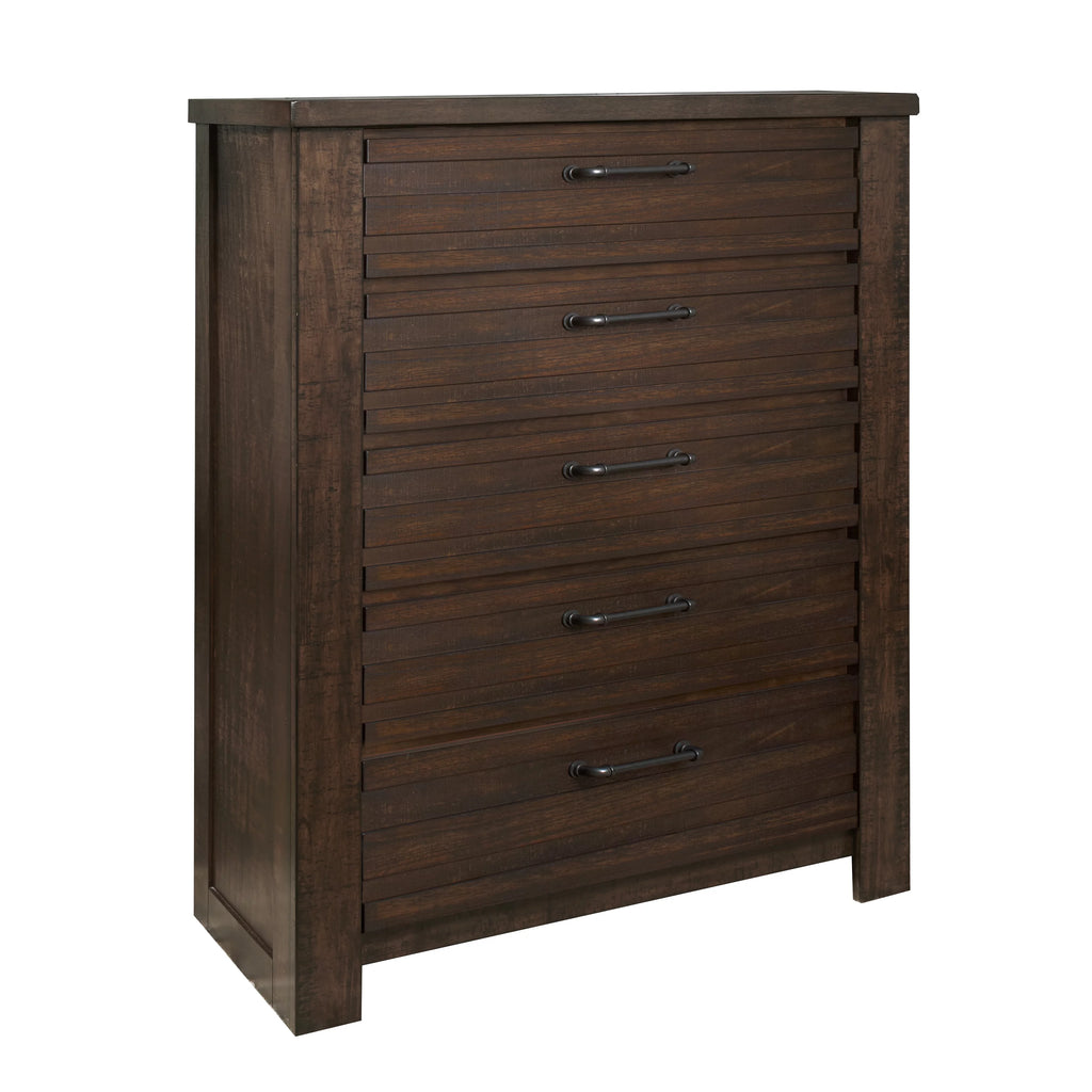 Espresso Wood Bedroom Set with King Bed Dresser Mirror Nightstand Chest Y5257