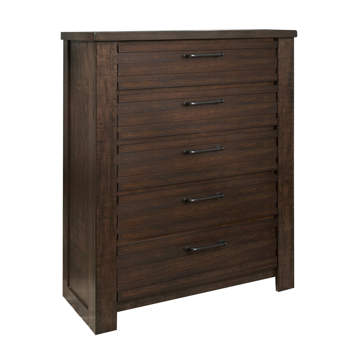 Espresso Wood Bedroom Set with King Bed Dresser Mirror Nightstand Chest Y5257