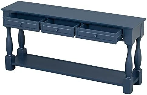 63" Long Console Table with Drawers Navy Blue F850062