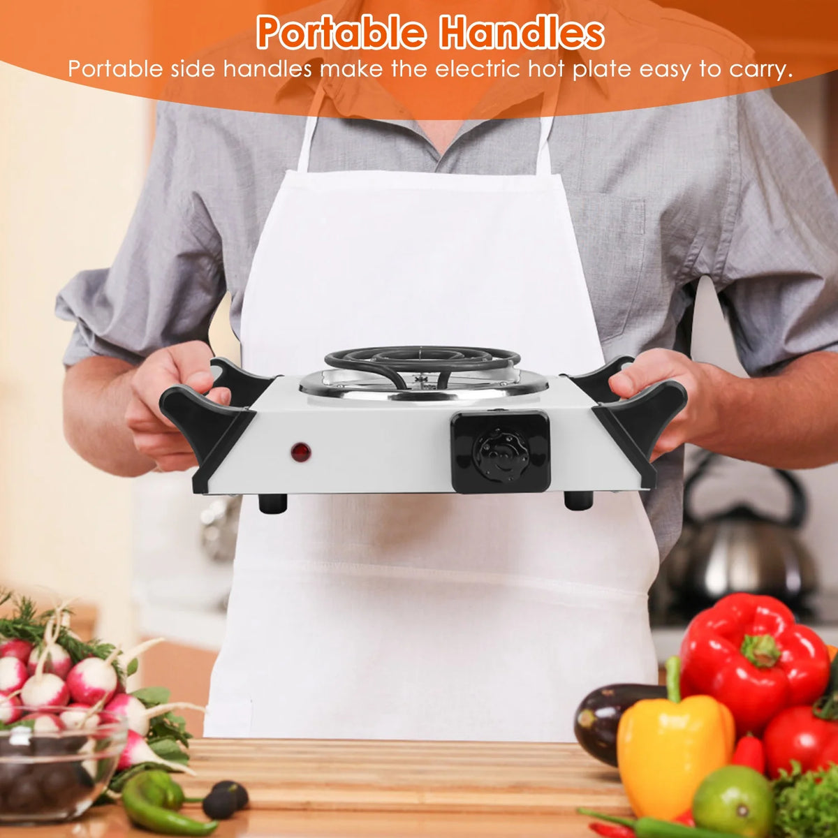 1000W Electric Single Burner Portable Hot Plate with 5 Temperature Adjustments V8926