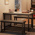 Rustic Grey 3 Piece Dining Table Set with 2 Benches F92915