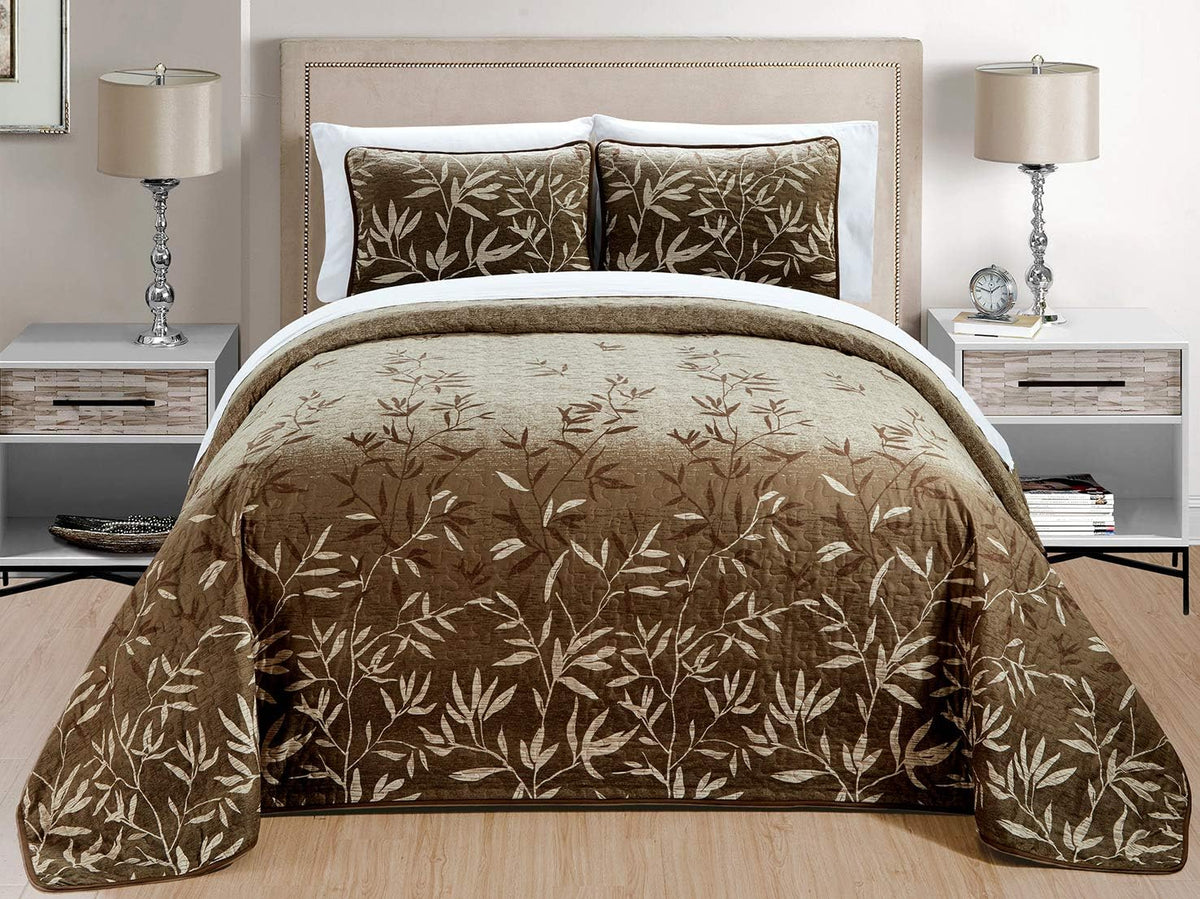3-Piece Oversize Quilt Set Reversible Bedspread Coverlet Cal King Size O90140