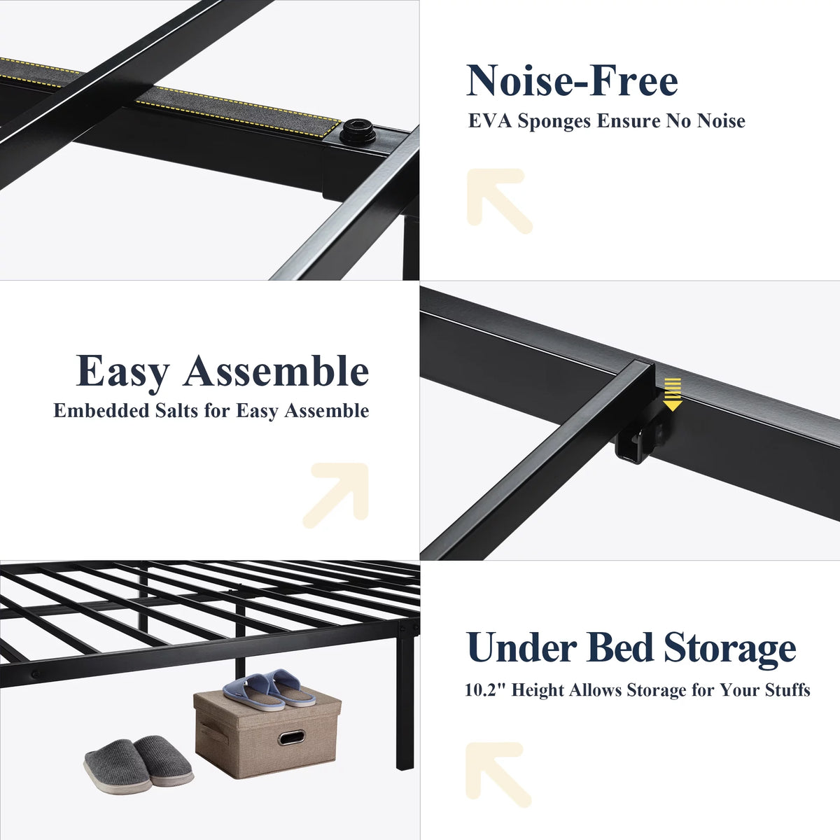Full Size Heavy Duty Bed Frame with Black Oak Headboard J213894