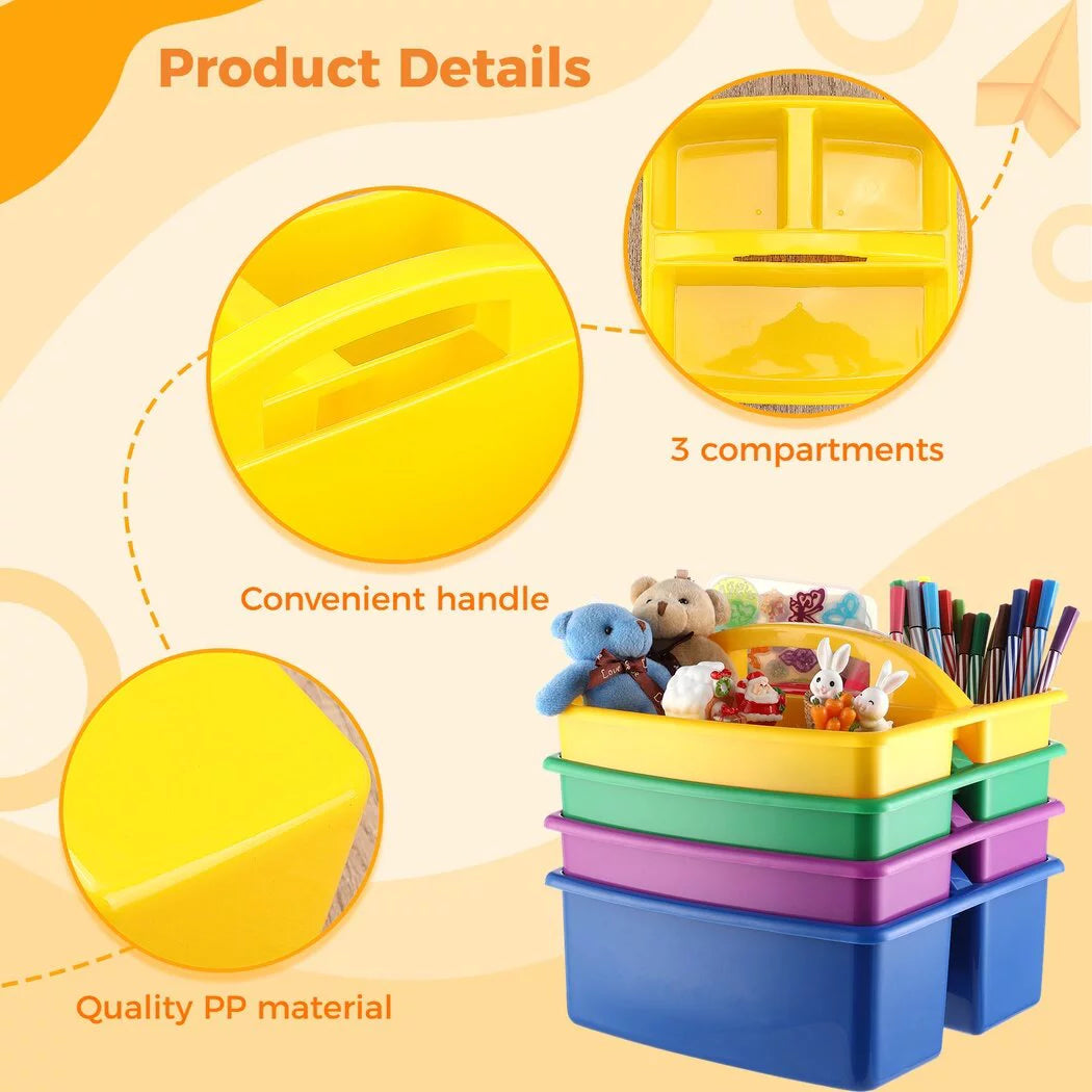 Plastic Organizer with Handle, 3 Compartments, Assorted Colors G85128